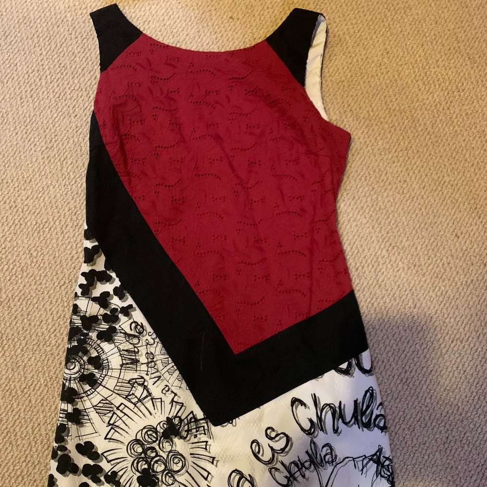 Desigual Dress Black/Red/White prints size 38 (US 8)